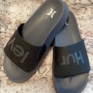 Black platform Hurley slides